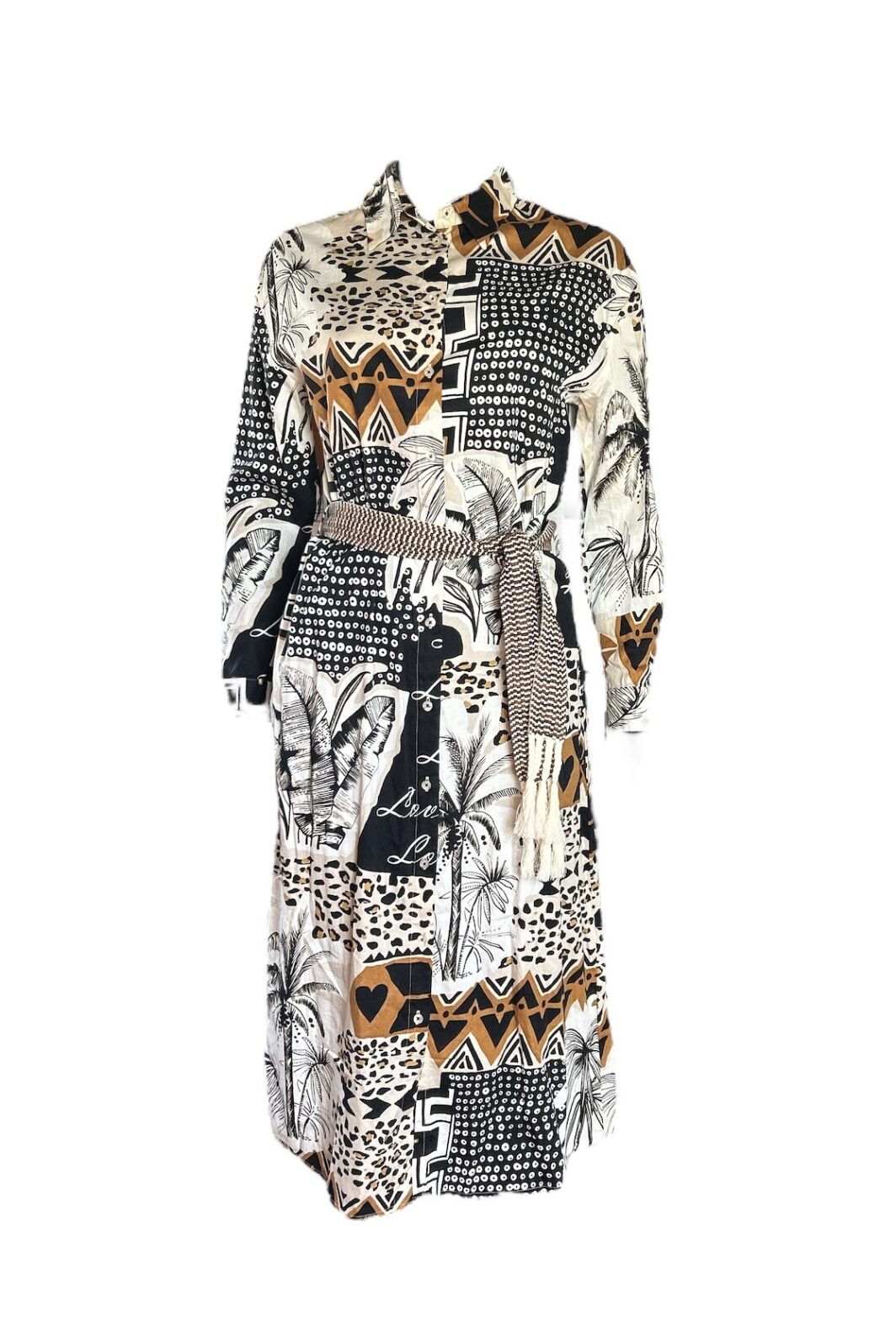 Emily van den Bergh Hemdblusenkleid im Afrika-Muster