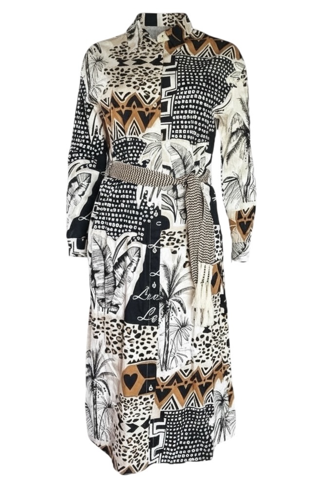 Emily van den Bergh Hemdblusenkleid im Afrika-Muster