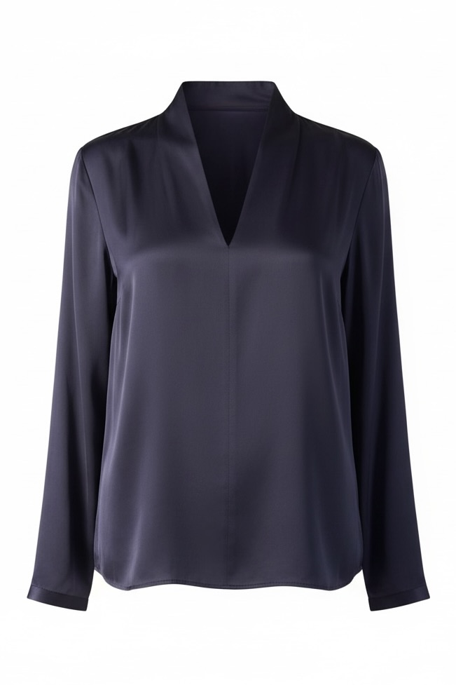 Emily van den Bergh Bluse mit V-Ausschnitt in Dunkelblau