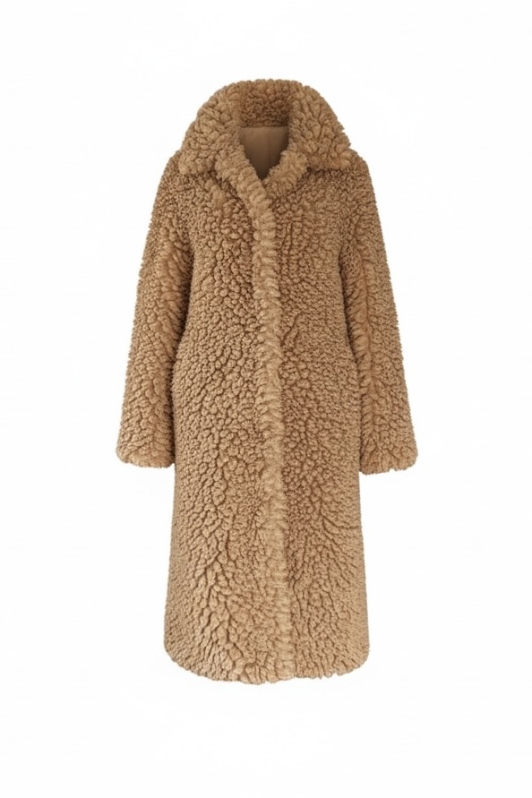 Herzensangelegenheit Fake Fur Mantel in Cognac