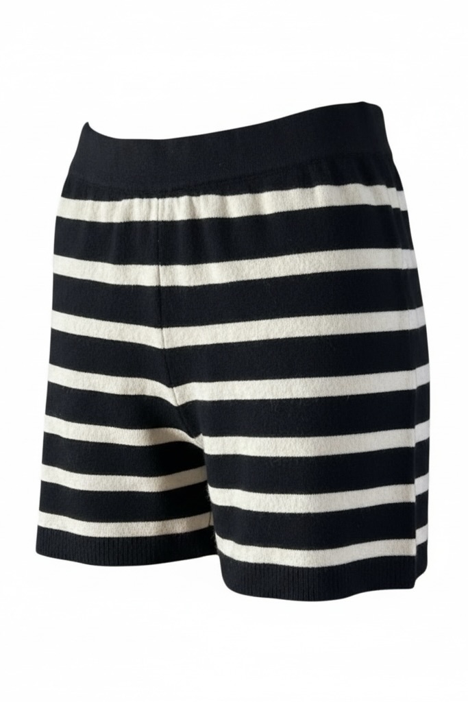 FTC Cashmere Strickshorts in Beige/Schwarz