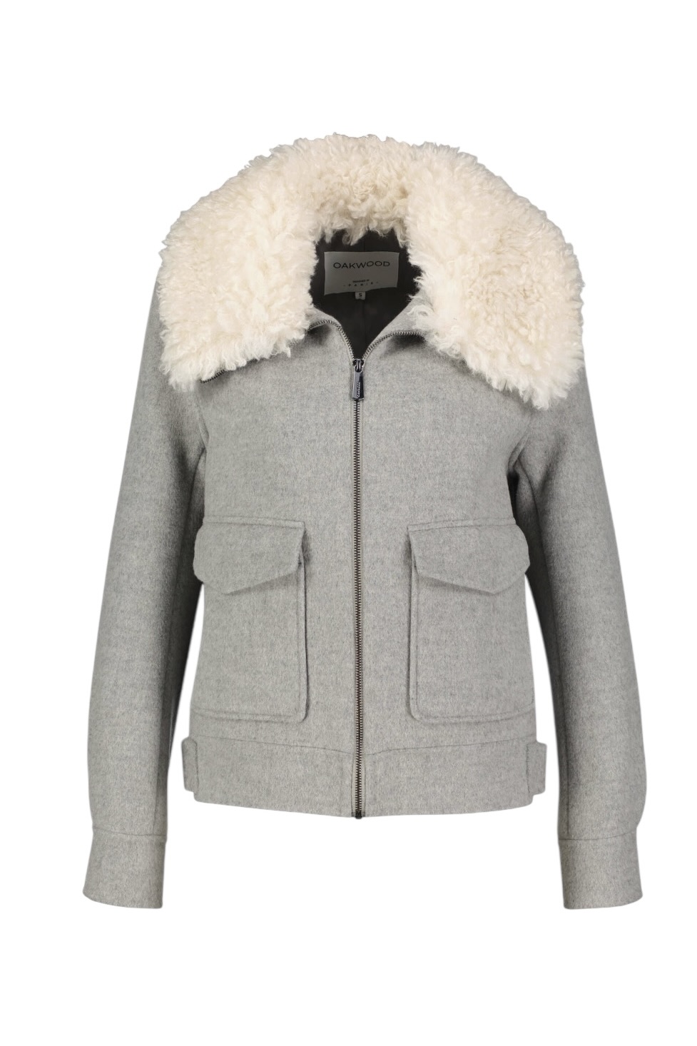 Oakwood Wolljacke Piment in Gris Chine mit abnehmbaren Kragen