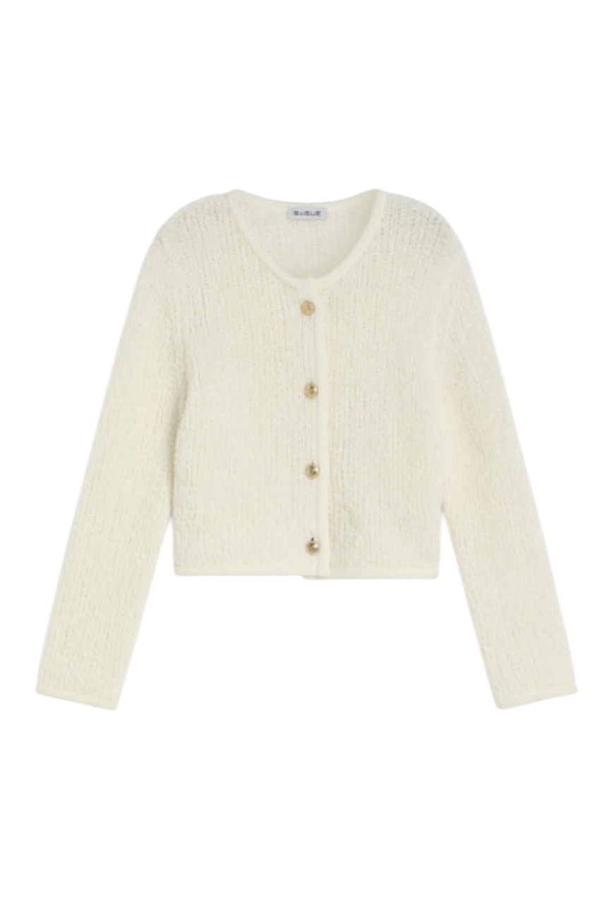 SoSUE Fluffy Box Jacket in Off White