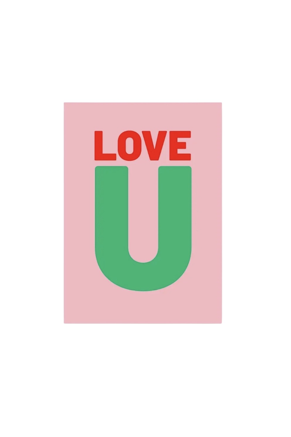 Postkarte - LOVE U - in Rosa/Grün/Rot