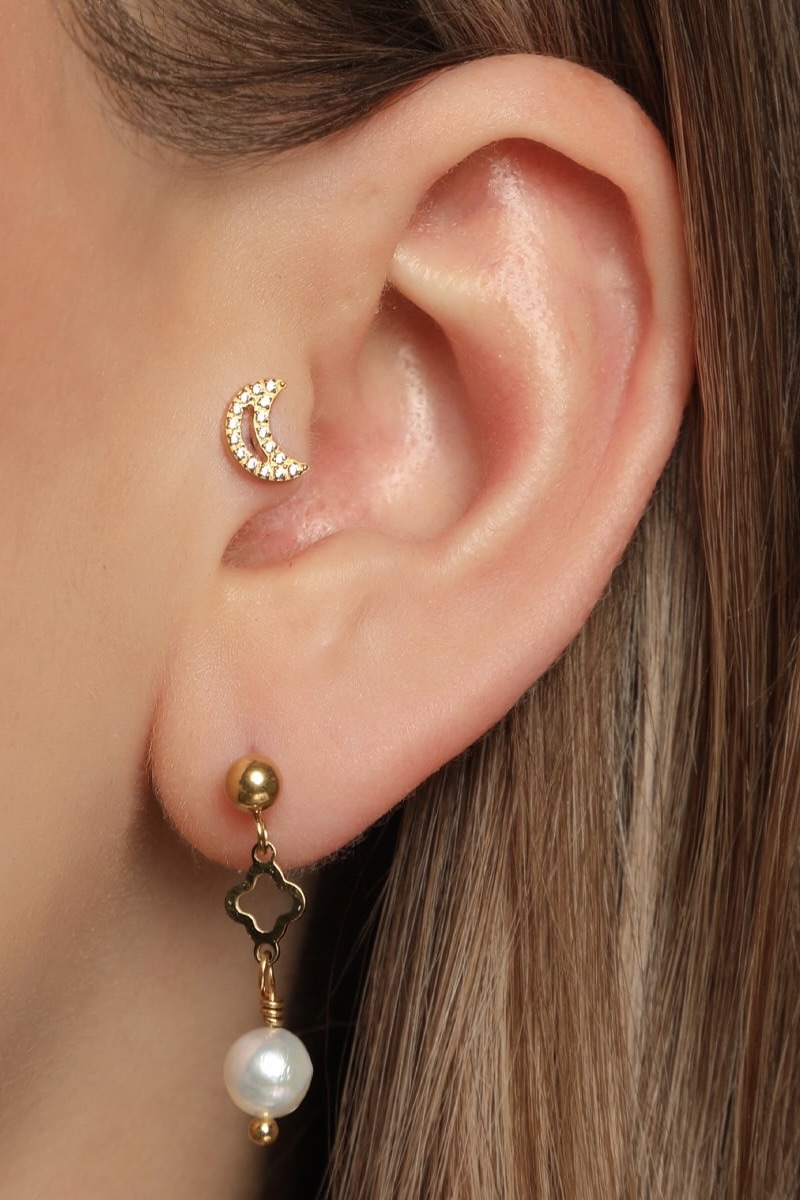 Diamond Mode Elegance Moon Piercing / Titan in Gold – Bild 2