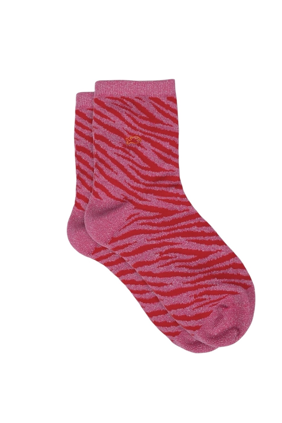 BILLYBELT glitzernde Socken aus gekämmter Baumwolle Zebra - Rosa und Rot